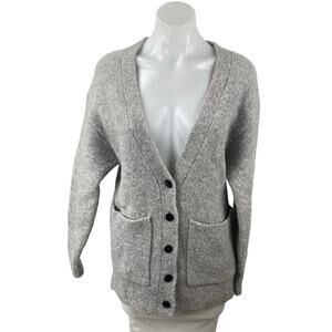 Aritzia Wilfred Dorothy Gray Wool V Neck Long Sleeve Cardigan Sweater Top Sz 2XS